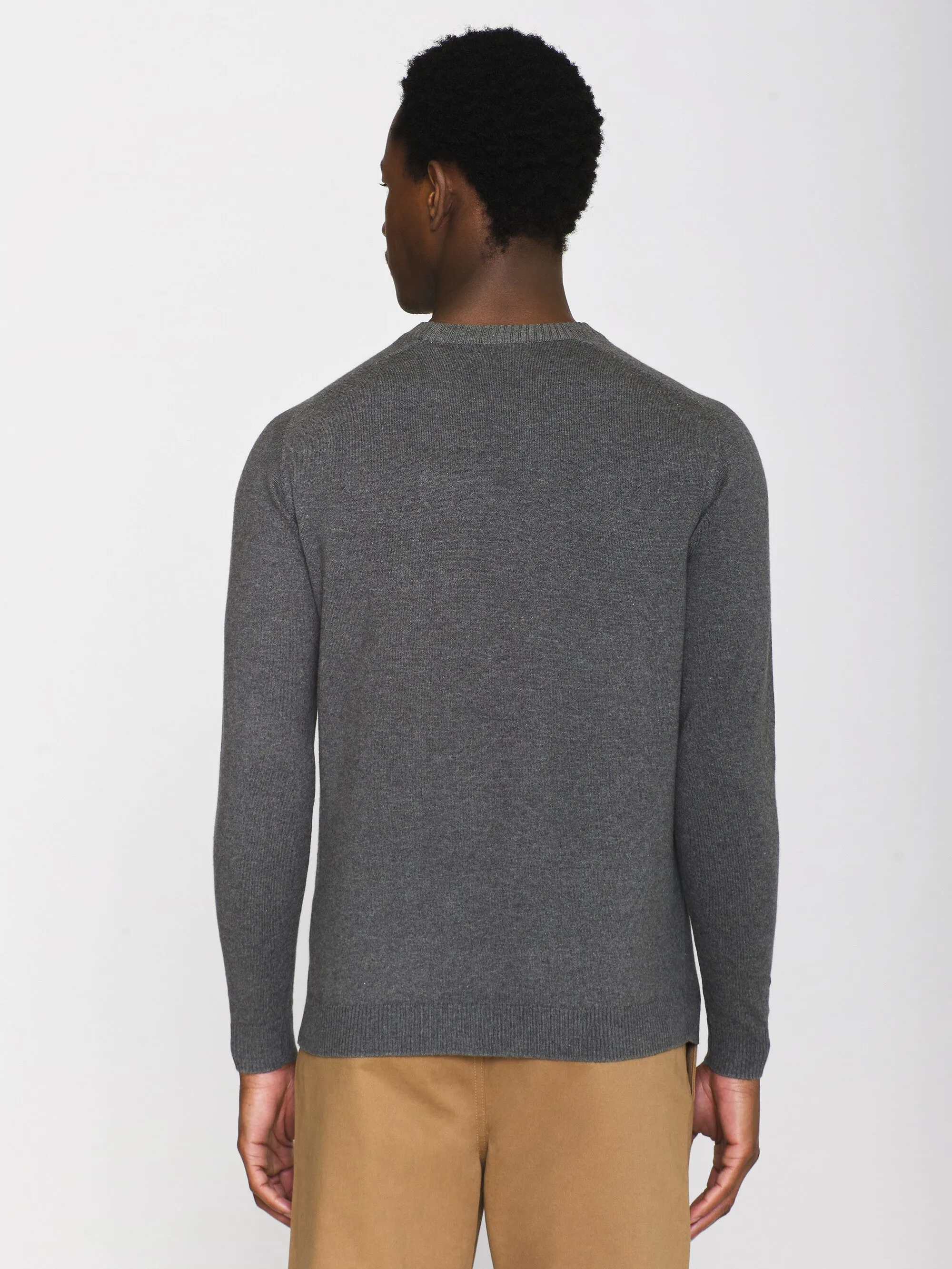 Regular merino knit crew neck - RWS - Dark Grey Melange