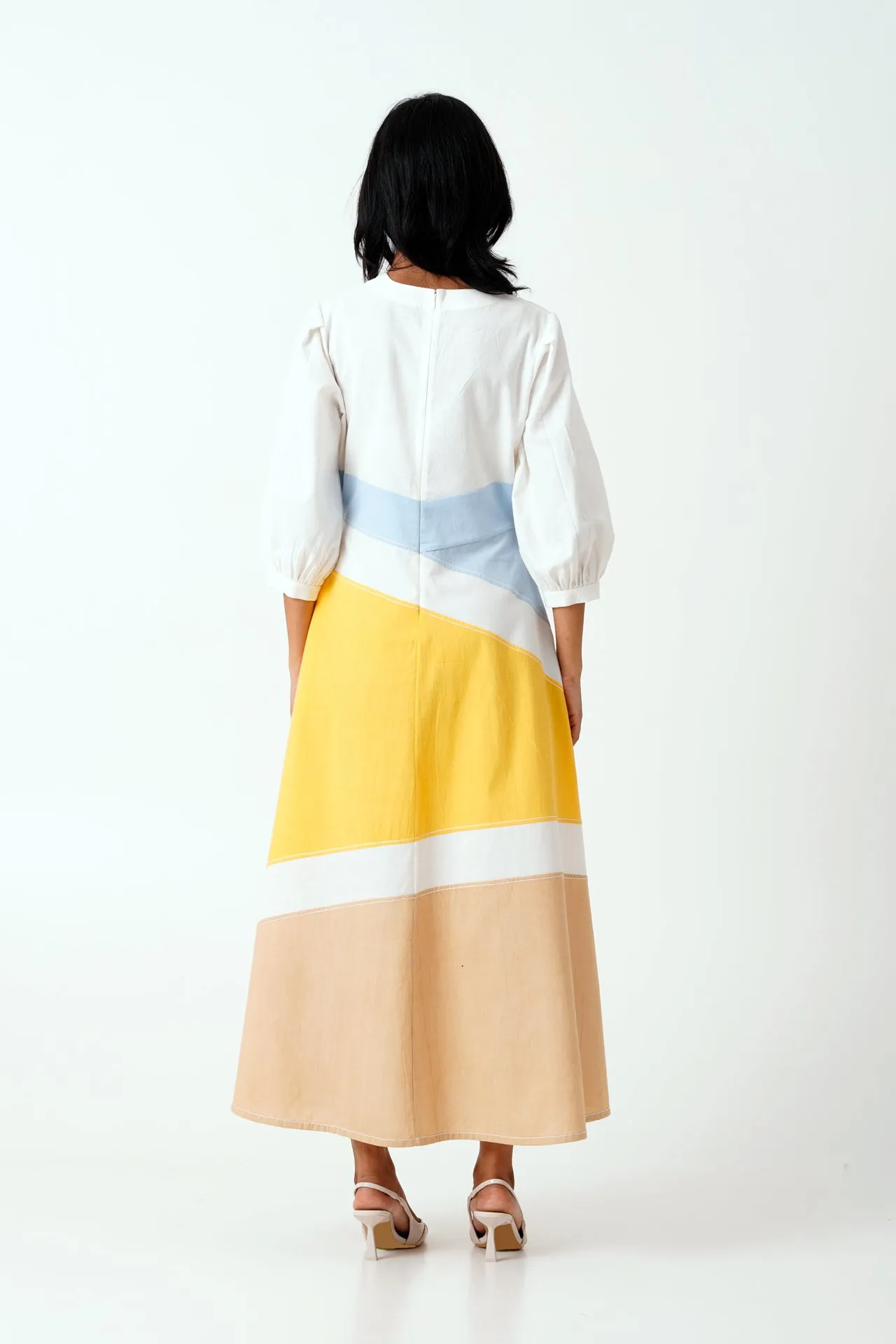 Sahar - Multi Panelled Long Dress with Belt