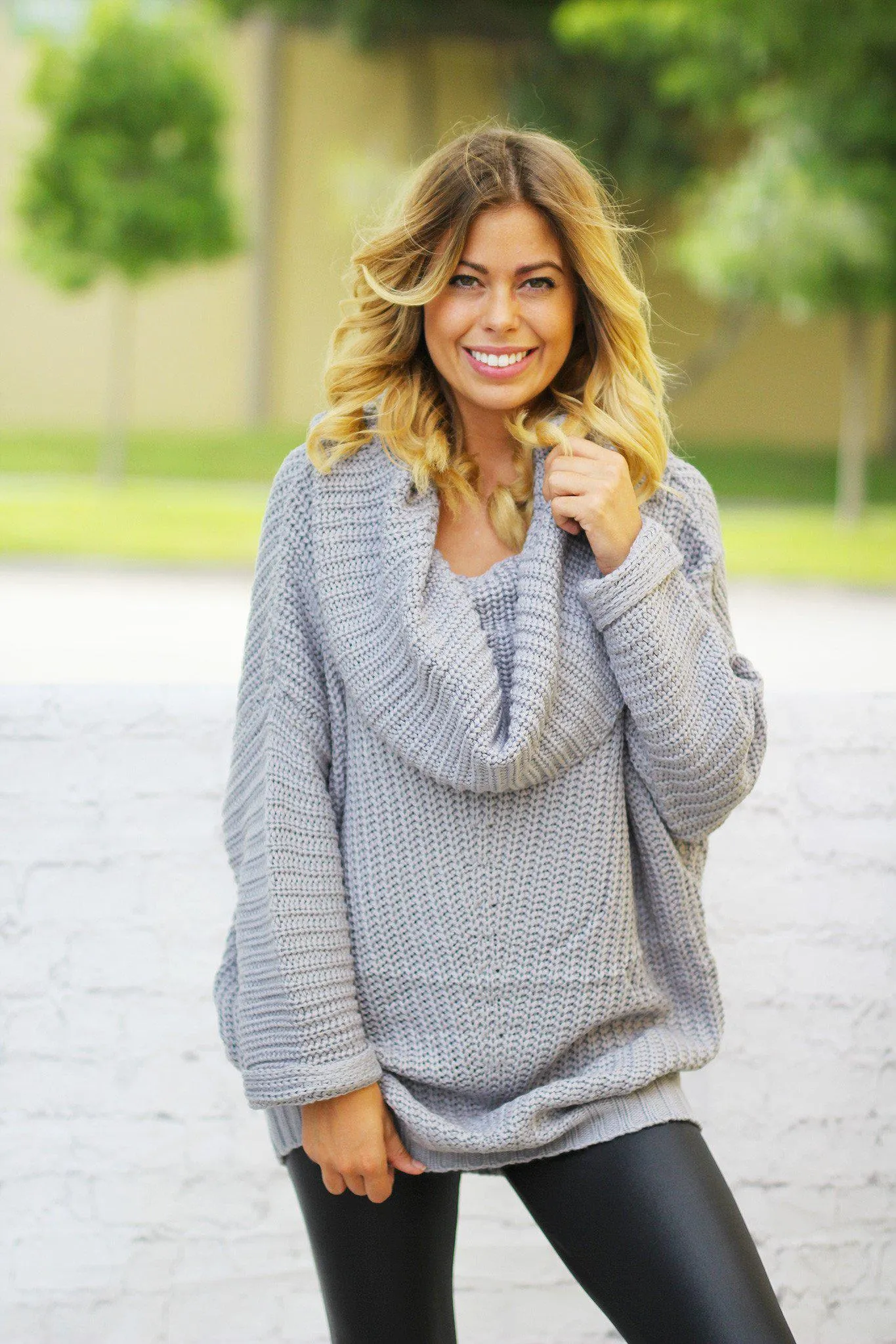 Silver Knit Oversized Sweater