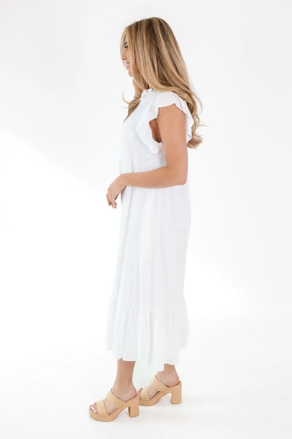 The Alexis Midi Dress - White