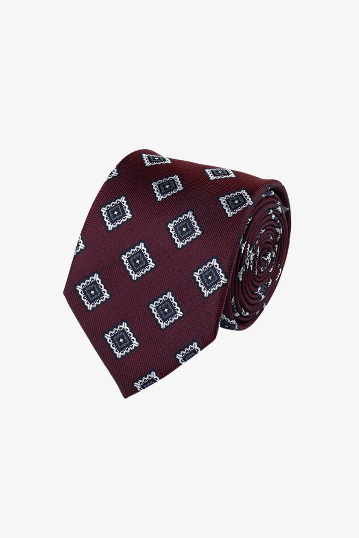 Tie - Silk red wide pattern