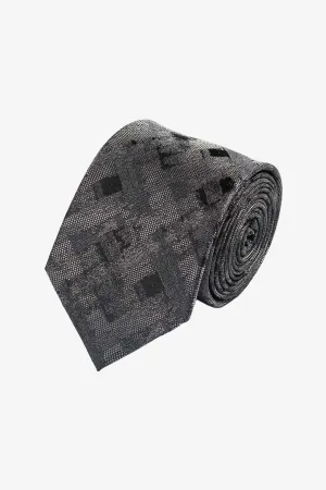 Tie - Silk silver multi check