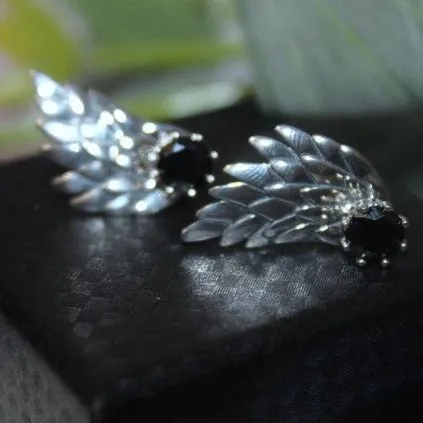 Trendy Jewelry Angel Wings Stud Earrings for Women with Zircon in 925 Sterling Silver