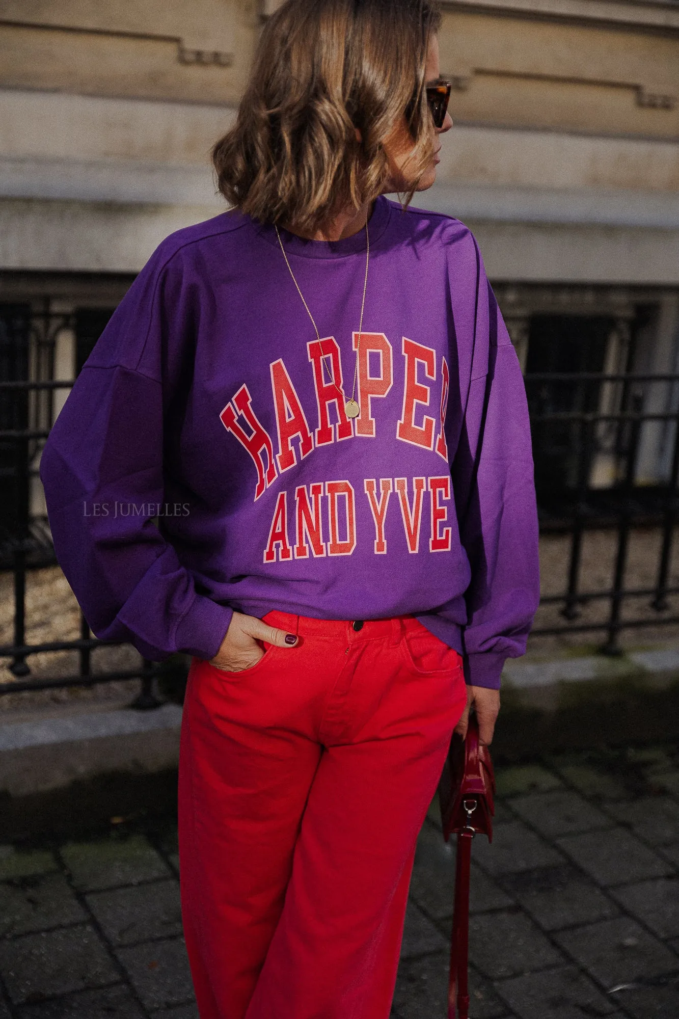 Varsity sweater violet