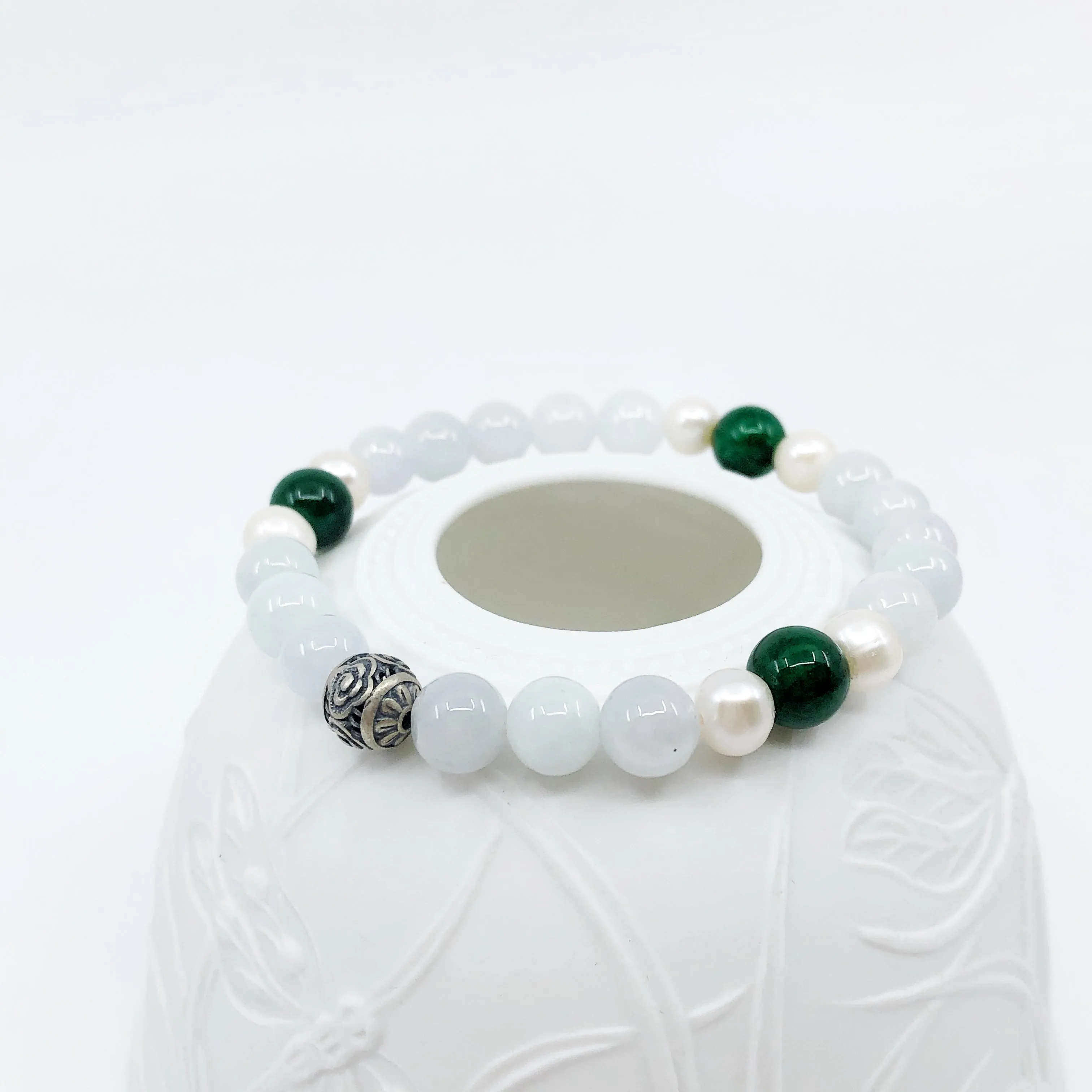 Vintage Style Jade and Pearl Bracelet