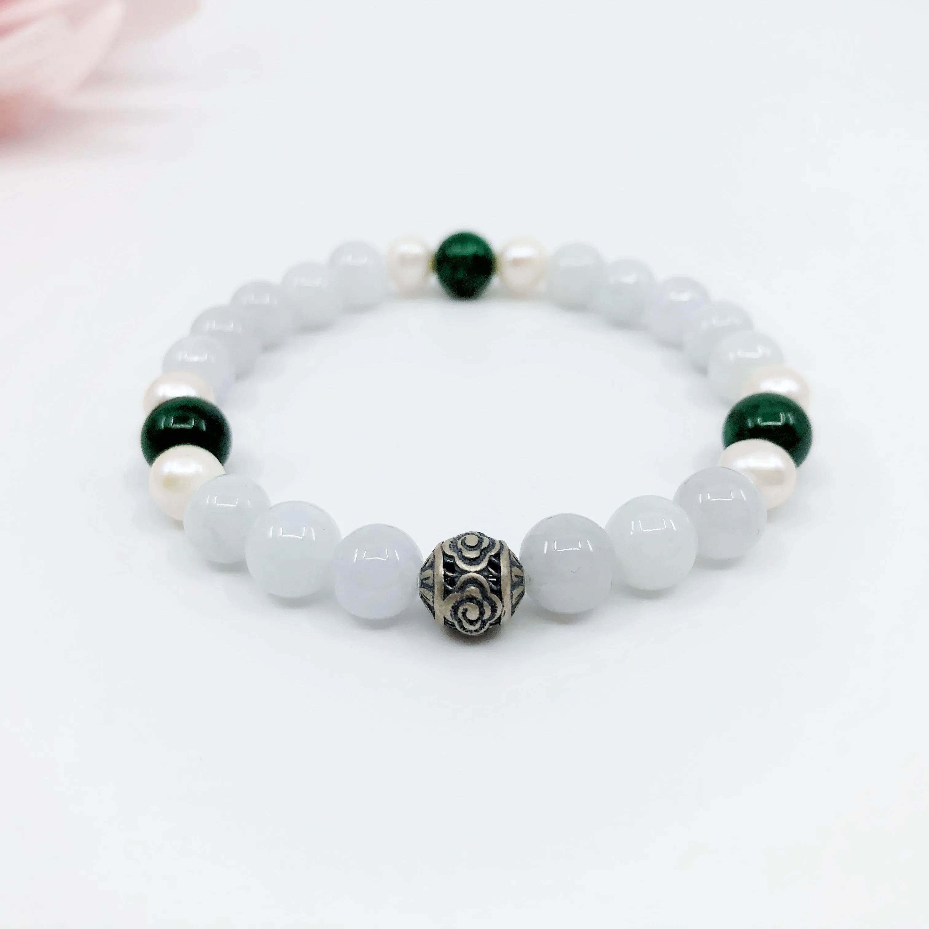 Vintage Style Jade and Pearl Bracelet