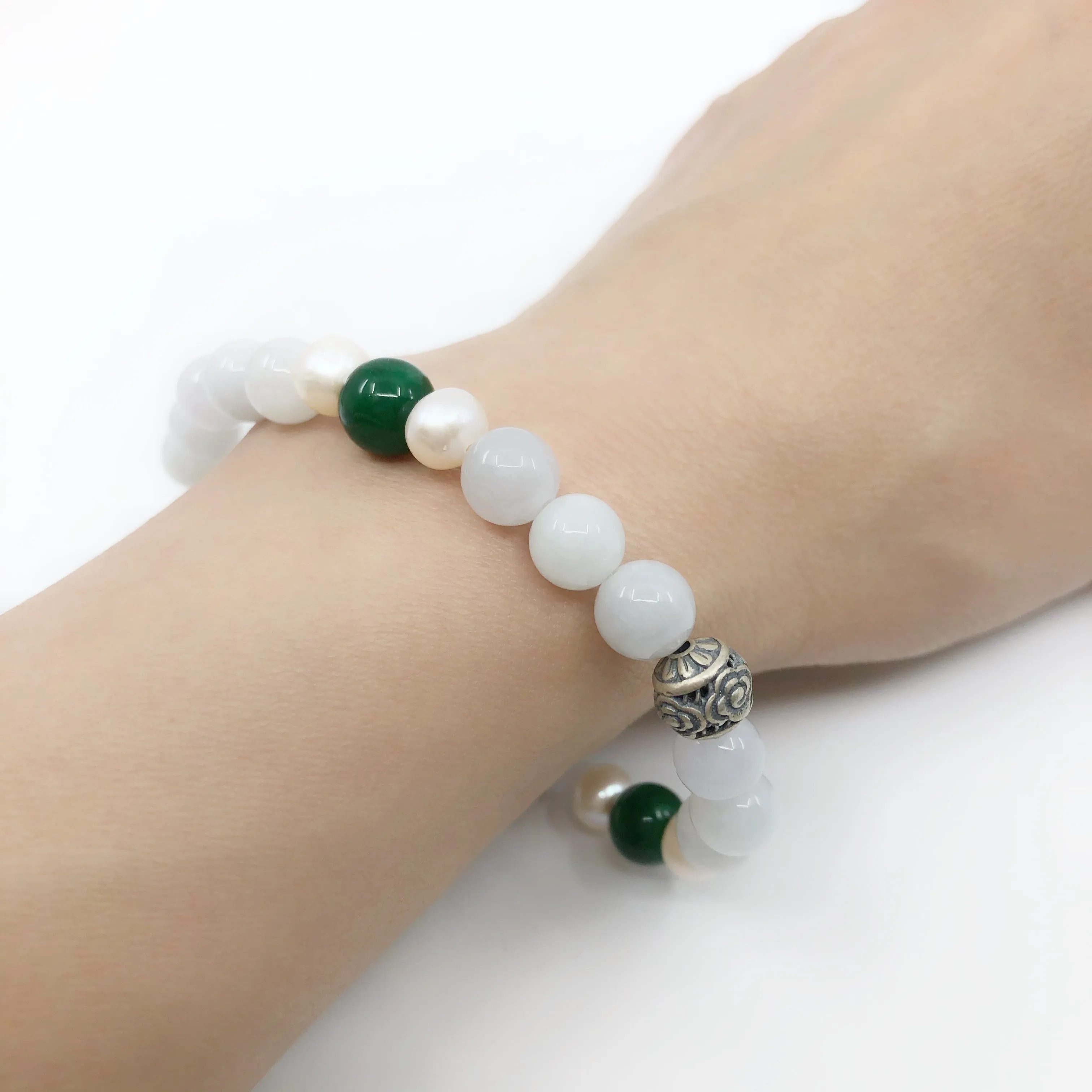 Vintage Style Jade and Pearl Bracelet