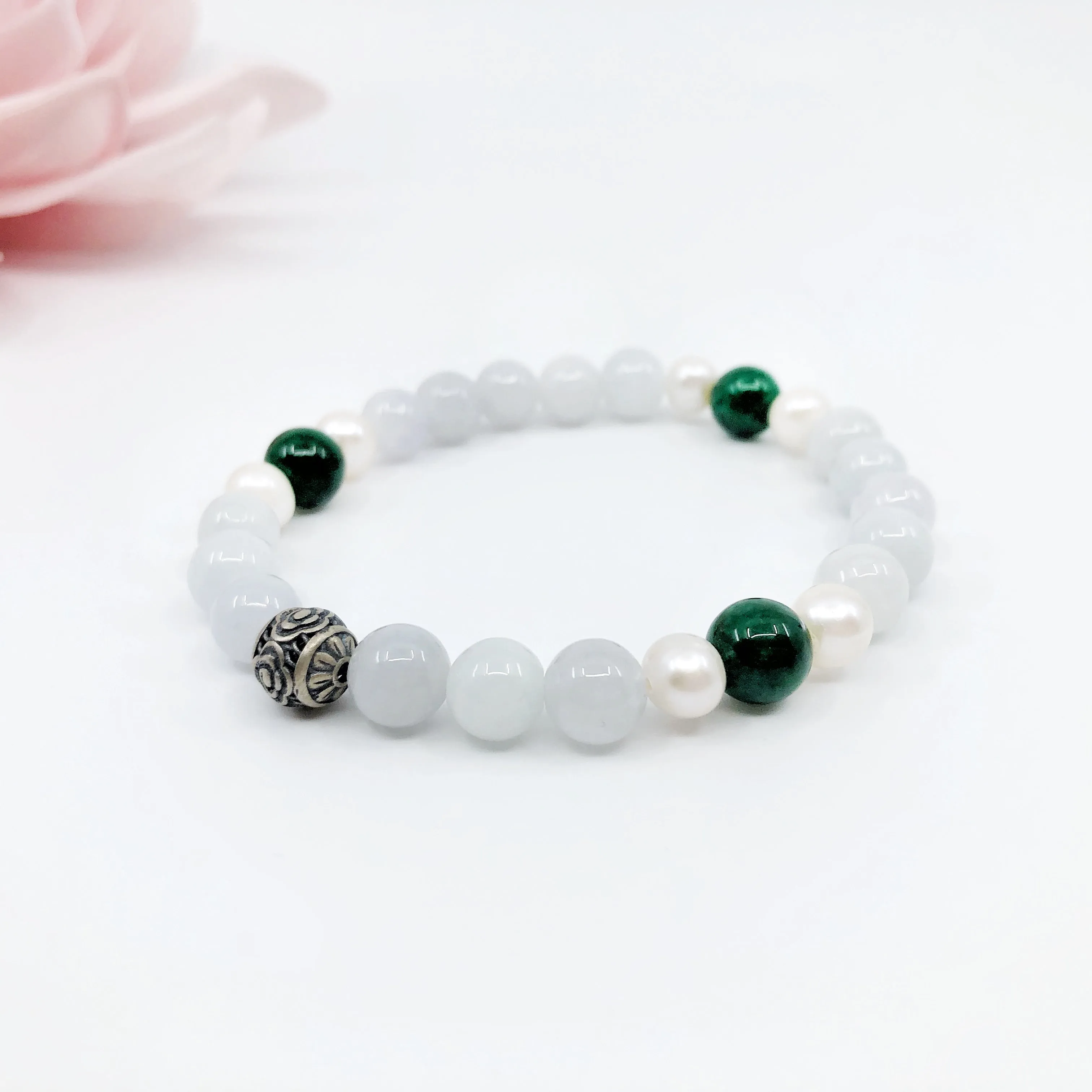 Vintage Style Jade and Pearl Bracelet