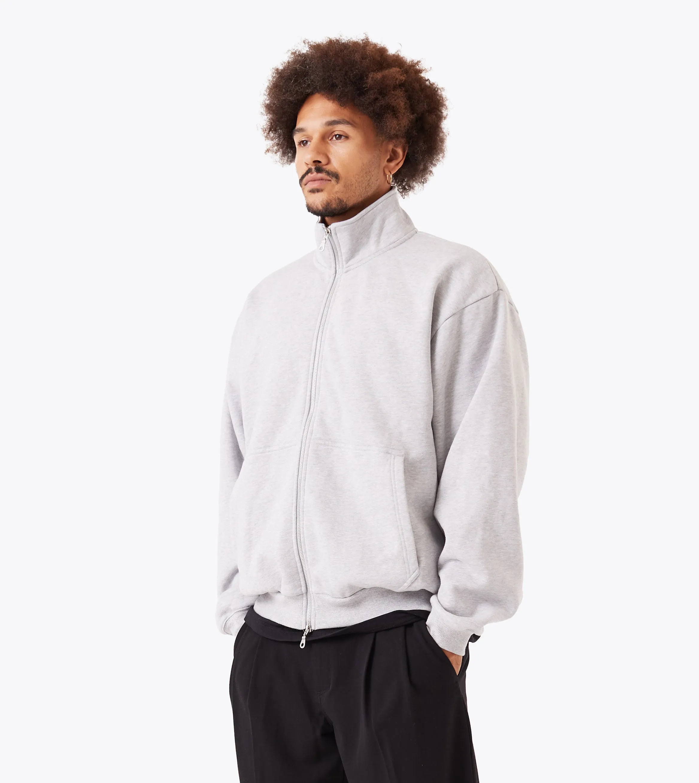 Zip Funnel Sweat Grey Marle